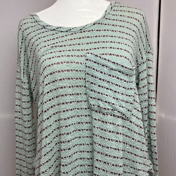 Free People Angel Island Striped Hacci Sweater Mint Green SZ SP - Picture 2 of 12